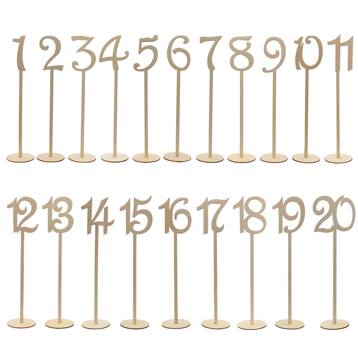 Numéro de table bois naturel H 35 cm