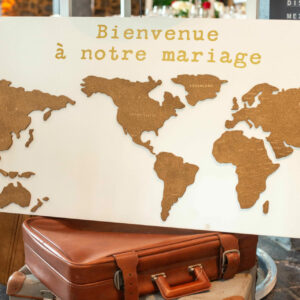 Panneau bienvenue carte du monde 100 x 80 cm - location