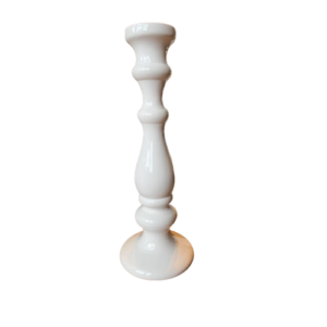 Bougeoir blanc sur pied - H 27 cm