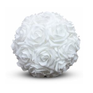 Boule de roses en feutre blanc - D 20 cm