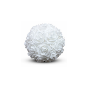Boule de roses en feutre blanc - D 30 cm