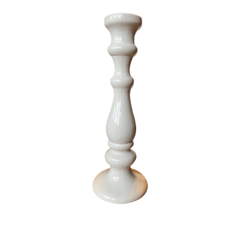 Bougeoir gris sur pied - H 27 cm