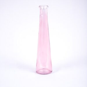 Petite bouteille en verre rose - 22 cm