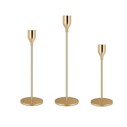 Trio bougeoirs sur pied rose gold - 24, 28 et 32 cm