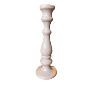 Bougeoir rose sur pied - 27 cm