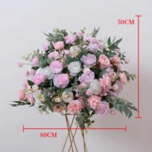 Composition florale artificielle boule rose - D 50 cm H 50 cm