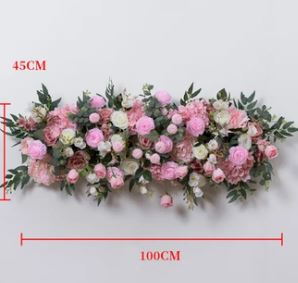 Composition florale artificielle rose en longueur -  l 45 cm L 100 cm