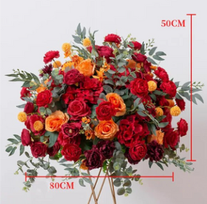 Composition florale artificielle boule rouge - D 50 cm H 50 cm