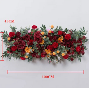 Composition florale artificielle rouge en longueur - l 45 cm L 100 cm