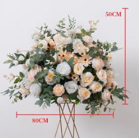 Composition florale artificielle boule saumon -  D 50 cm H 50 cm