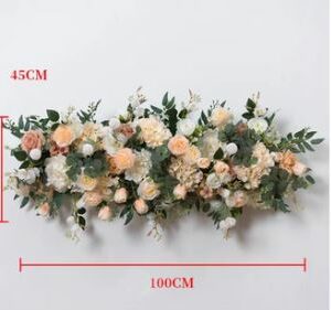 Composition florale artificielle saumon en longueur -  l 45 cm L 100 cm