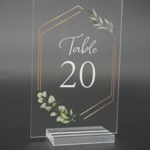 Marque table plexi eucalyptus - H 15 cm l 10 cm