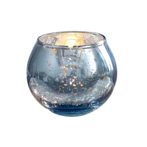 Photophore rond irisé bleu - 5 cm