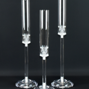 Trio de bougeoirs transparents pour bougies chandelles LED - 45, 50 et 55 cm
