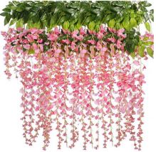 Branche de glycine rose artificielle - L 120 cm