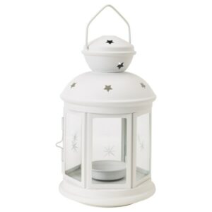 Lanterne blanche avec étoiles – 16 cm