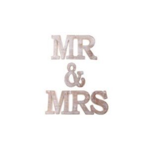 Lettres MR & MRS en bois vieilli - H 16 cm