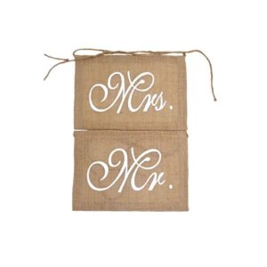 Lettres MR & MRS blanc sur toile de jute - H 30 x l 20 cm