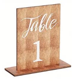 Numéro de table bois sur socle - 10,50 x 17,50 cm
