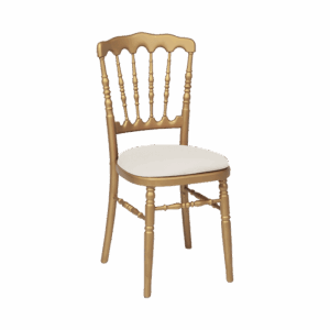 Chaise Napoléon dorée avec assise blanch