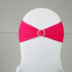 Nœud en lycra fuchsia avec broche argentée
