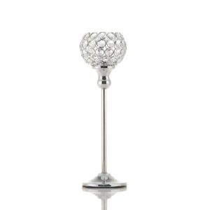 Bougeoir cristal sur pied -  35 cm