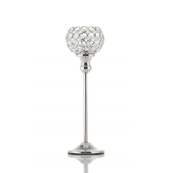 Bougeoir cristal sur pied - 35 cm