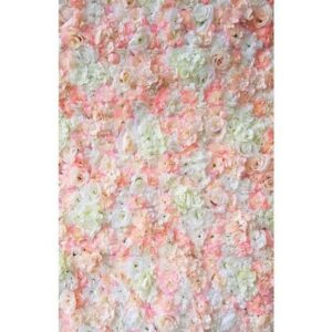Mur de fleurs blanches et pêches - 240 x 240 cm