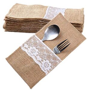 Pochette couverts toile de jute