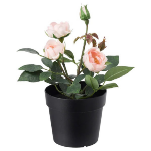 Rosier rose/pêche artificiel en pot - H 15 cm