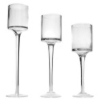 Trio de bougeoirs transparents pour bougies flottantes - H 20, 23 et 26 cm