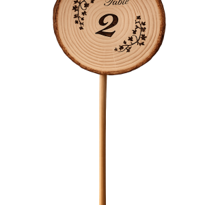 Numéro de table sur rondin en bois sur pic de 13 cm